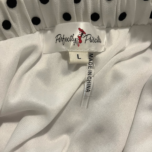 Perfectly Priscilla One Shoulder Ruffle and Polka Dot Dress size L - Picture 9 of 9